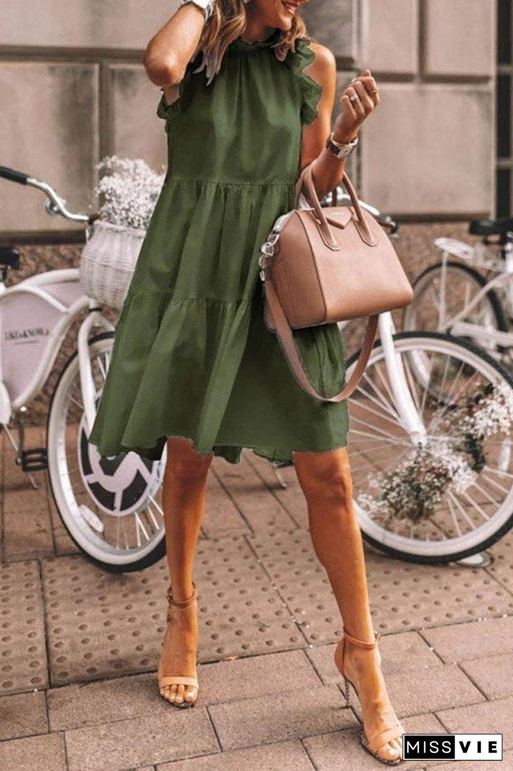 Casual Loose Sleeveless Solid Color Dress