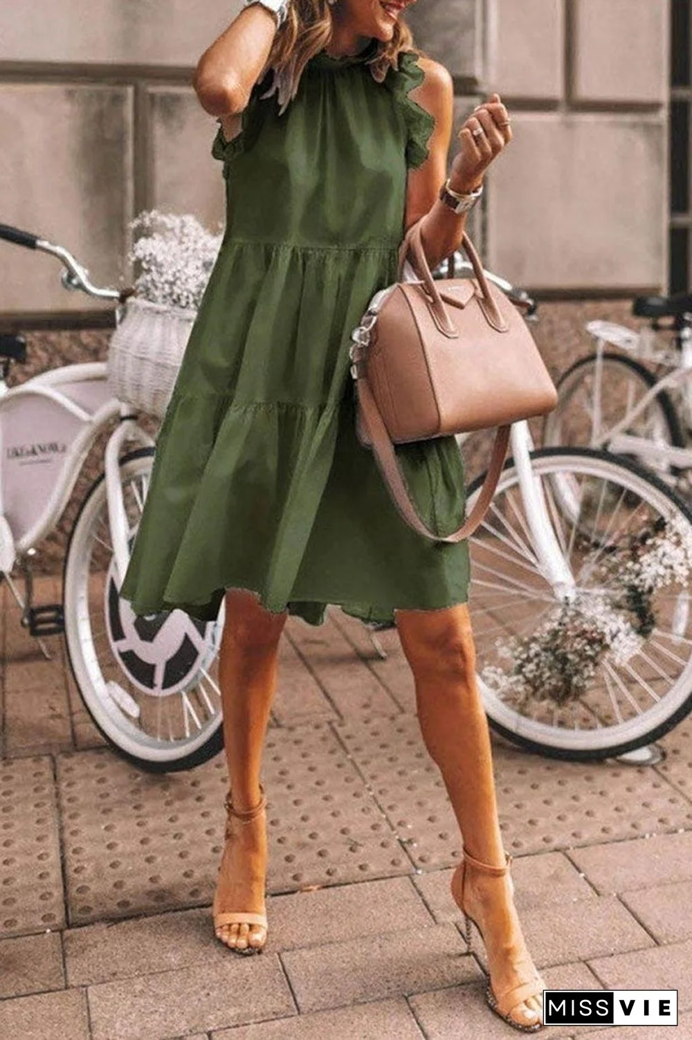 Casual Loose Sleeveless Solid Color Dress