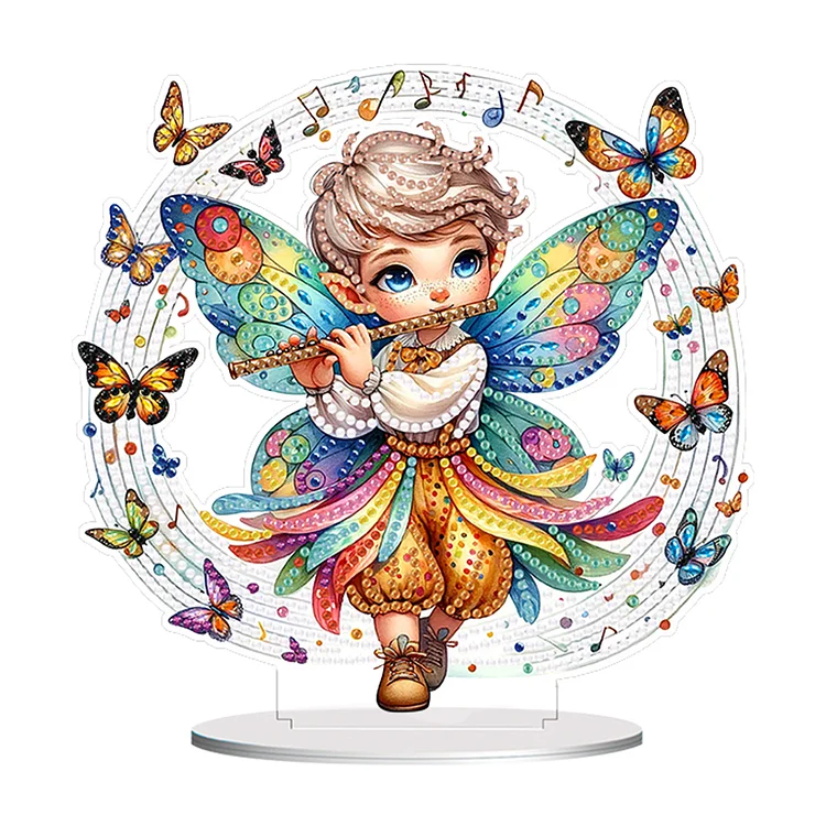 Acrylic Flute Butterfly Boy 5D DIY Diamond Art Diamond Painting Desktop Ornament gbfke