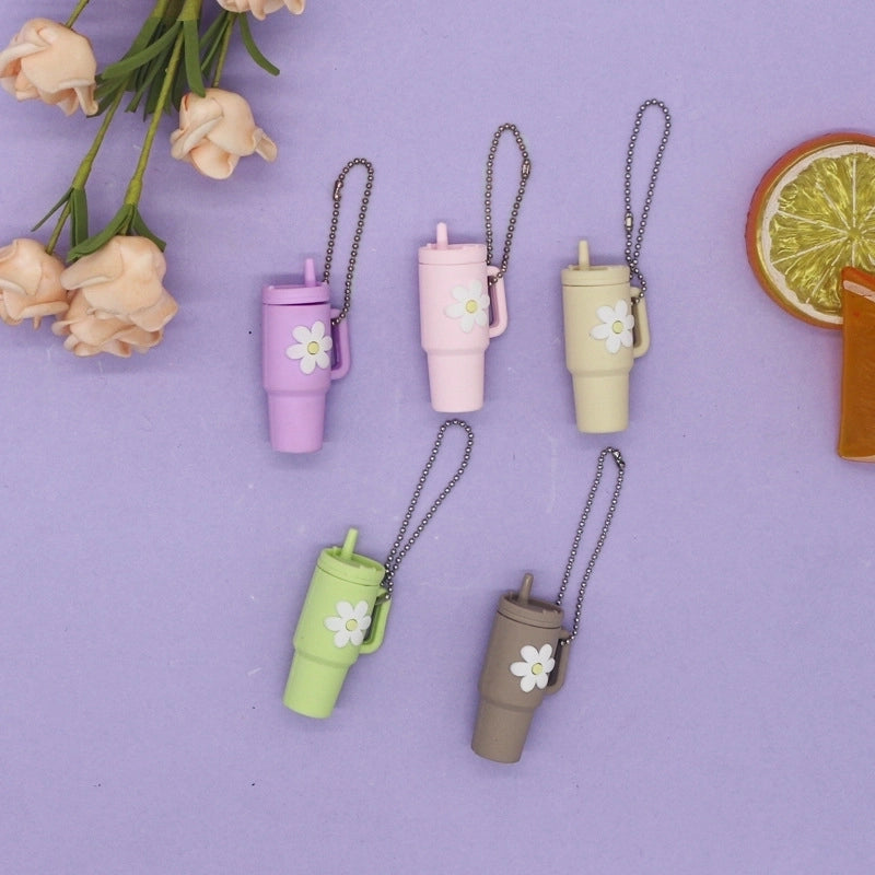 Cartoon Style Cup Flower Soft Glue Women’s Keychain