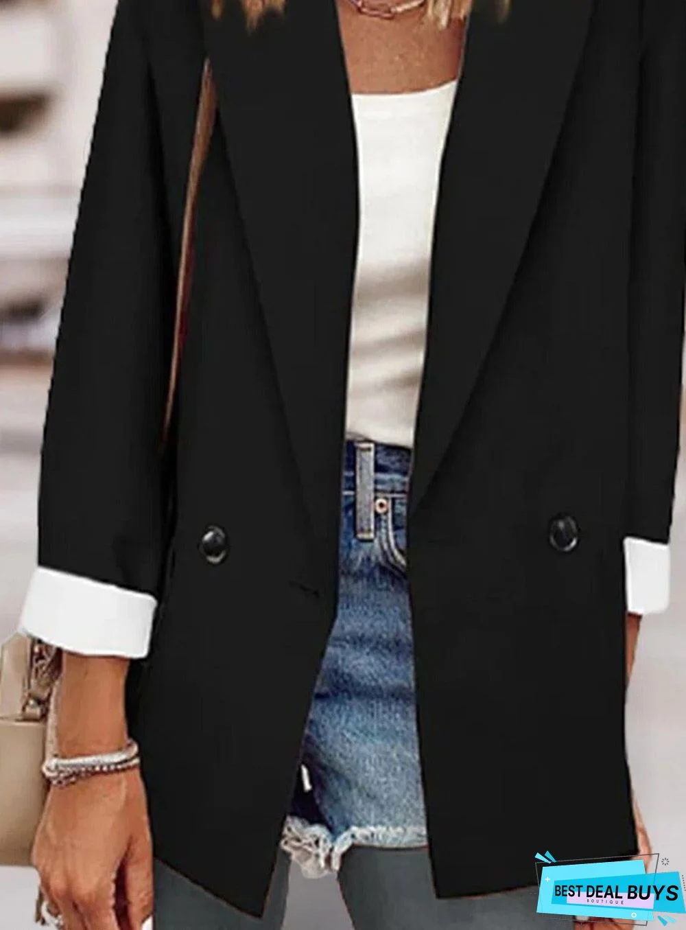 Black Double Pocket Casual All-Match Blazer