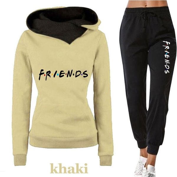 Women Hoodie Set Sportwear Suit Casual Jacket Sweatshirt + Pants 2 Pcs Set Splice Tracksuit Suit - Shop Trendy Women's Fashion | TeeYours