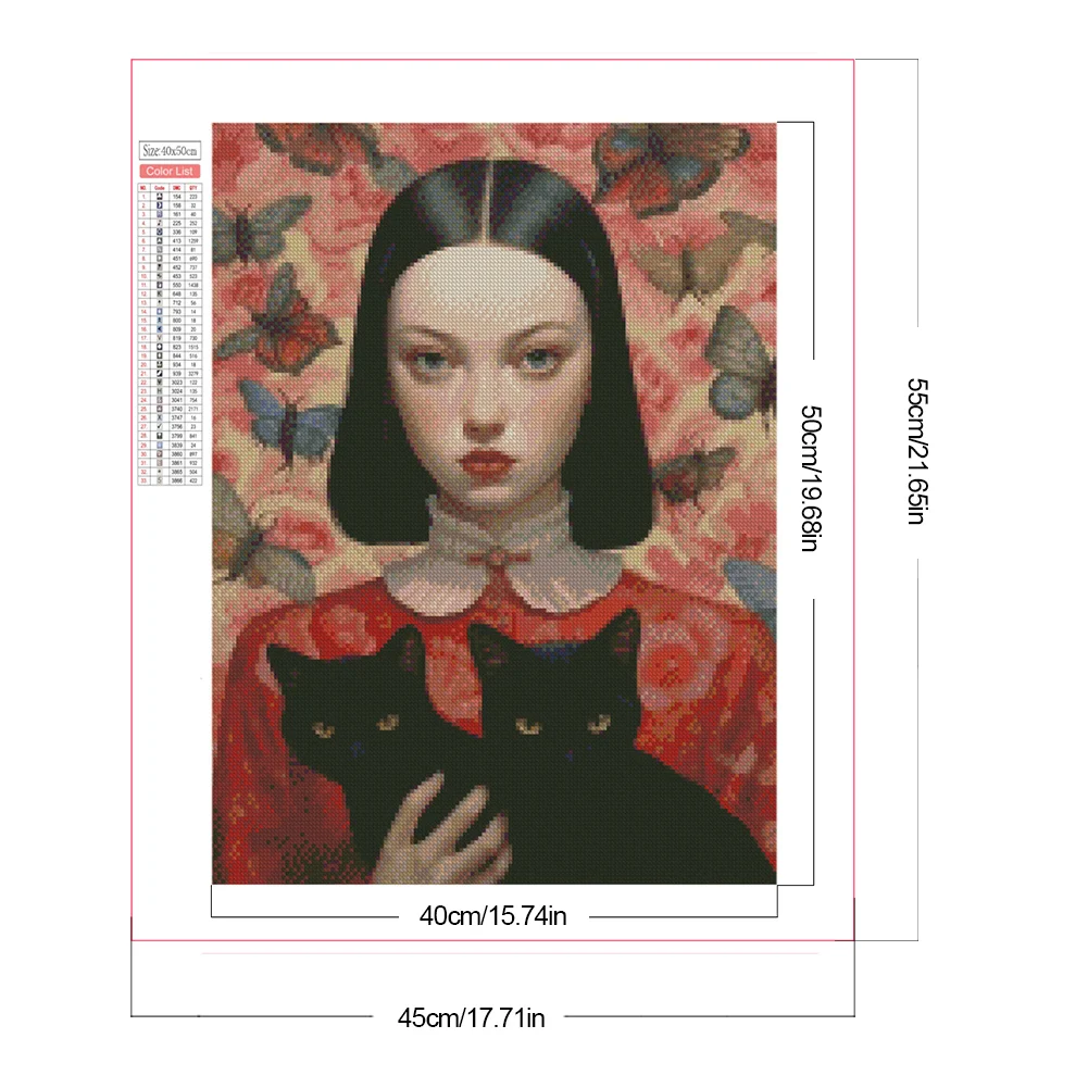 Partial AB Diamond Painting - Full Round Drill - Butterfly Girl(Canvas|45*55cm)