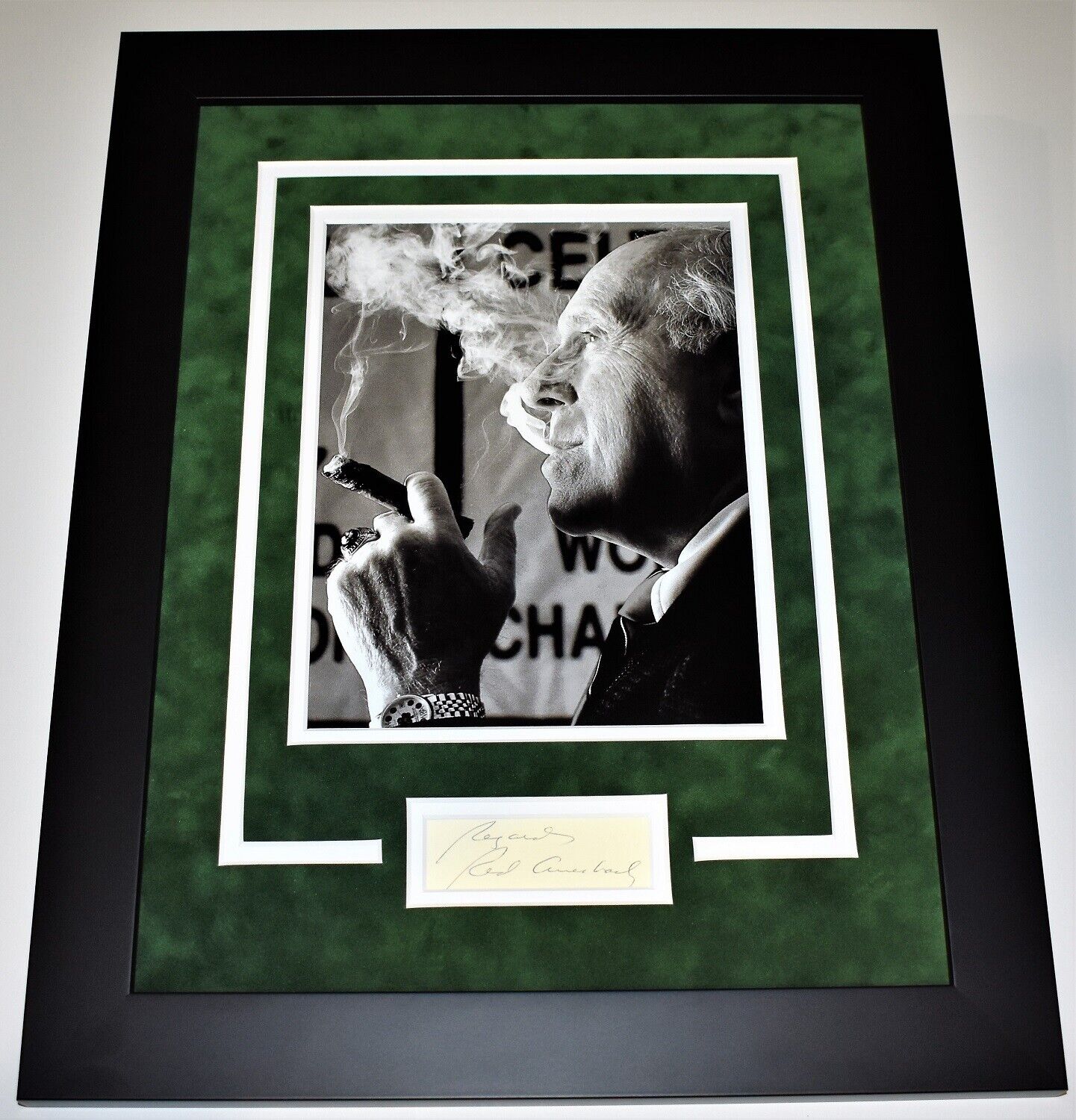 Red Auerbach Signed Autographed Cut Matted Celtics Photo Poster painting FRAME Died 2006 JSA COA