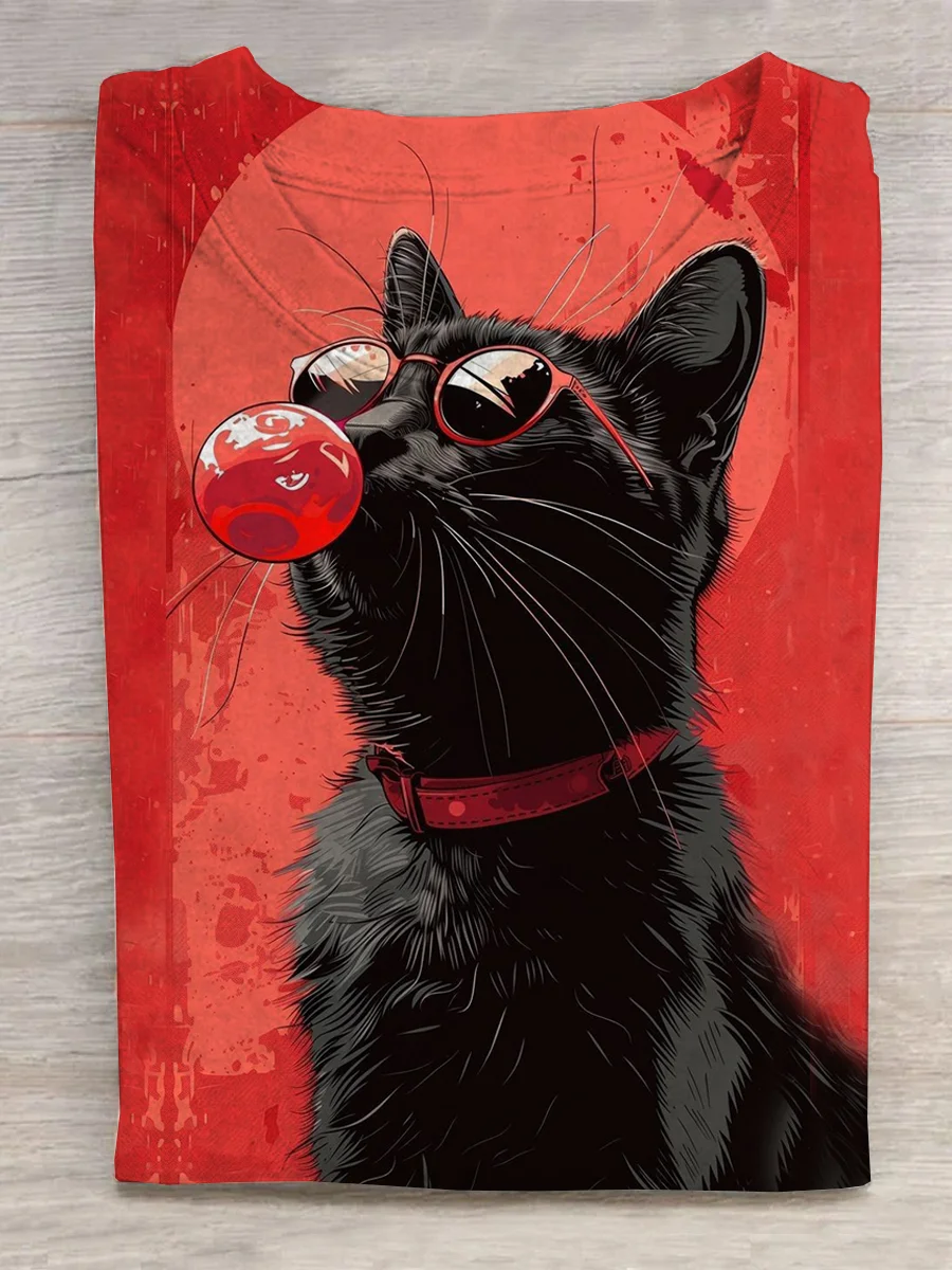 Spectacled Cat Blowing Bubbles T-shirt Eagerlys
