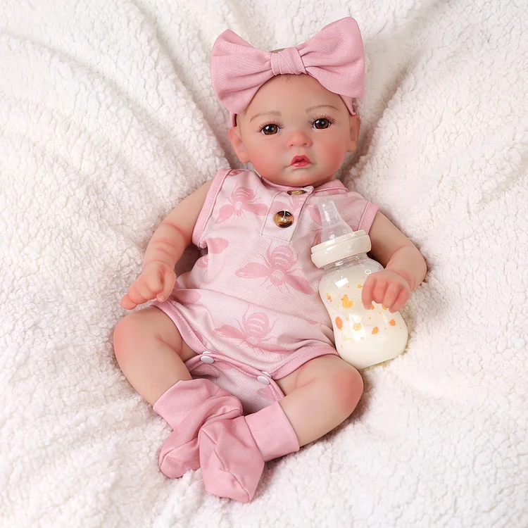 Babeside Megan 17'' Realistic Reborn Baby Doll Awake Girl Sweet Pink With Heartbeat Coos And Breath
