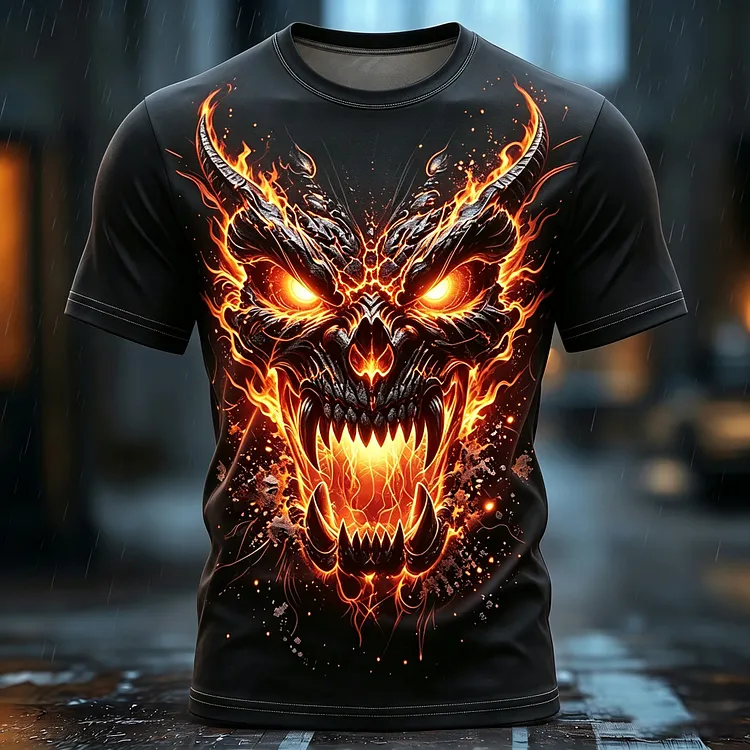 Men's Halloween Print Crew Neck Short Sleeve T-shirt