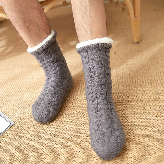 WineRed Heat Deer) Christmas Slipper Socks Faux Fleece Lining Mens Ladies  Kids Family Gripper Soles on OnBuy