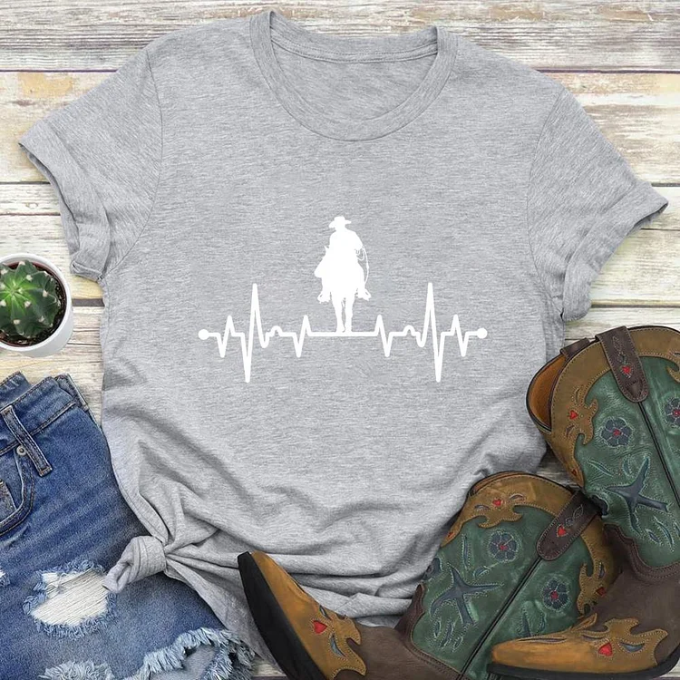 Heartbeat Horse Round Neck T-shirt