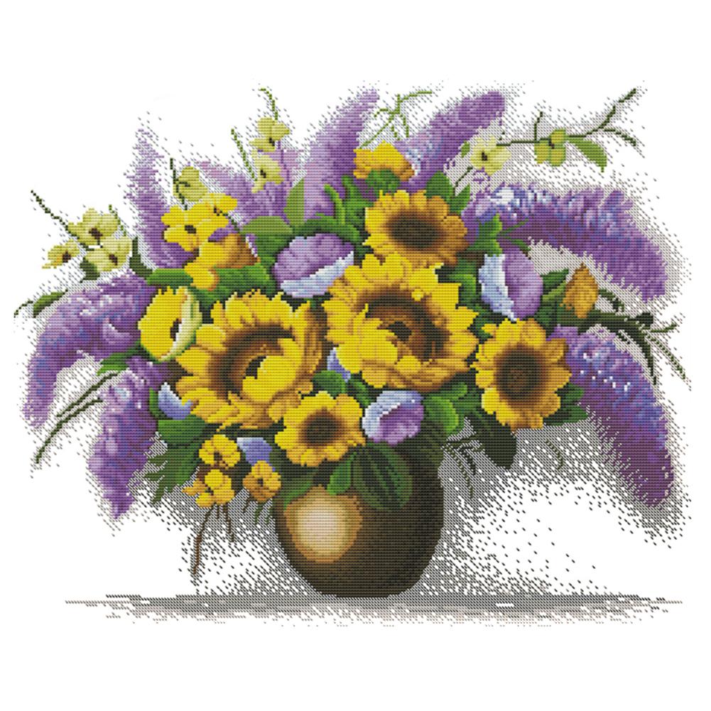 

Purple Drunk Gold Fan - 14CT Stamped Cross Stitch - 51*43cm, 501 Original