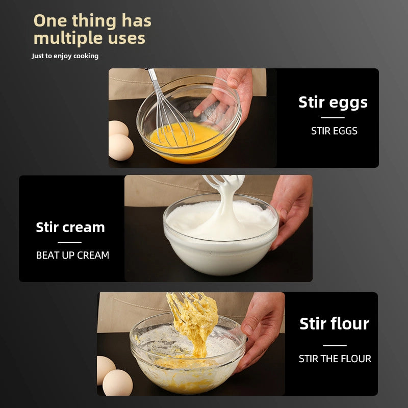 304 Stainless Steel Egg Beater Manual Thickening Manual Mixing Rod And Noodle/egg Whisk Lengthened Baking Tool