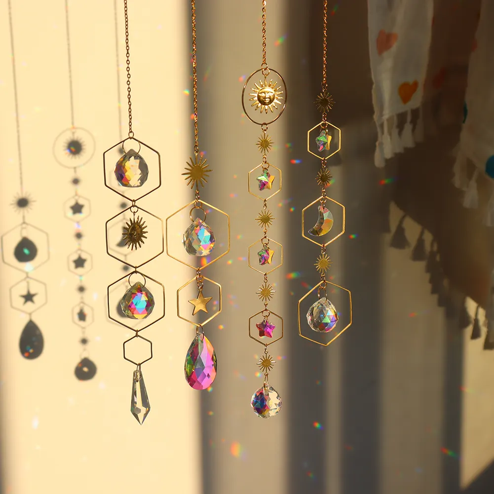 Crystal Wind Chime Ball Star Pendant Hanging Garden Home Xmas Party Decor