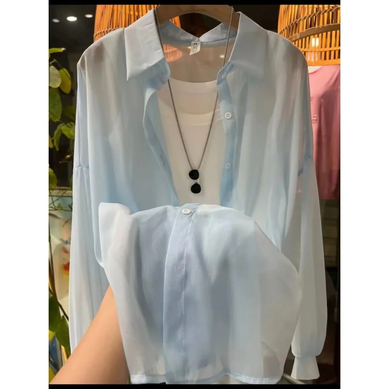 Uveng Uveng New Fashion Clothes Beaded Sunscreen Women Loose Lantern Sleeve Shirt Senior High-End