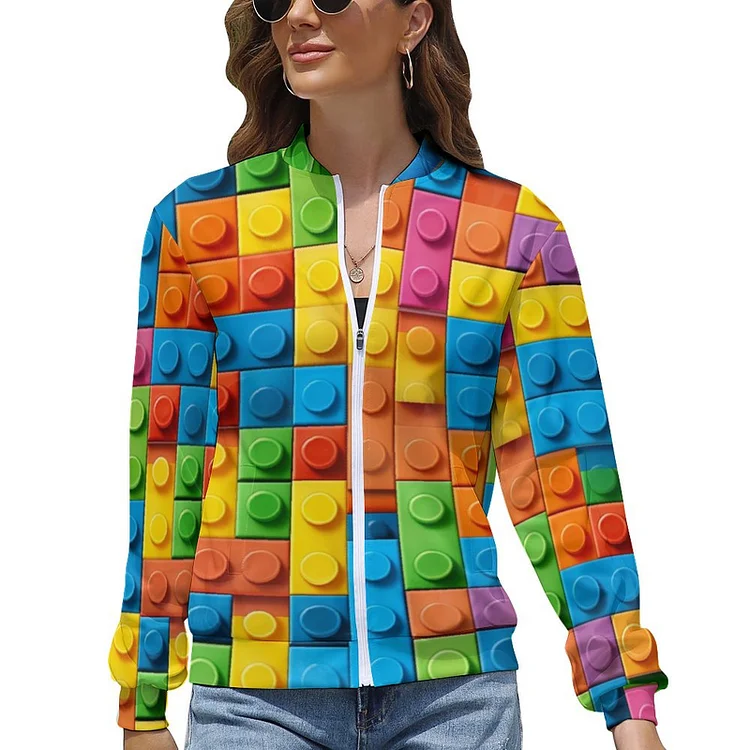 Women's Zipper Jacket BUILDING BLOCKS customized, personalized, gift