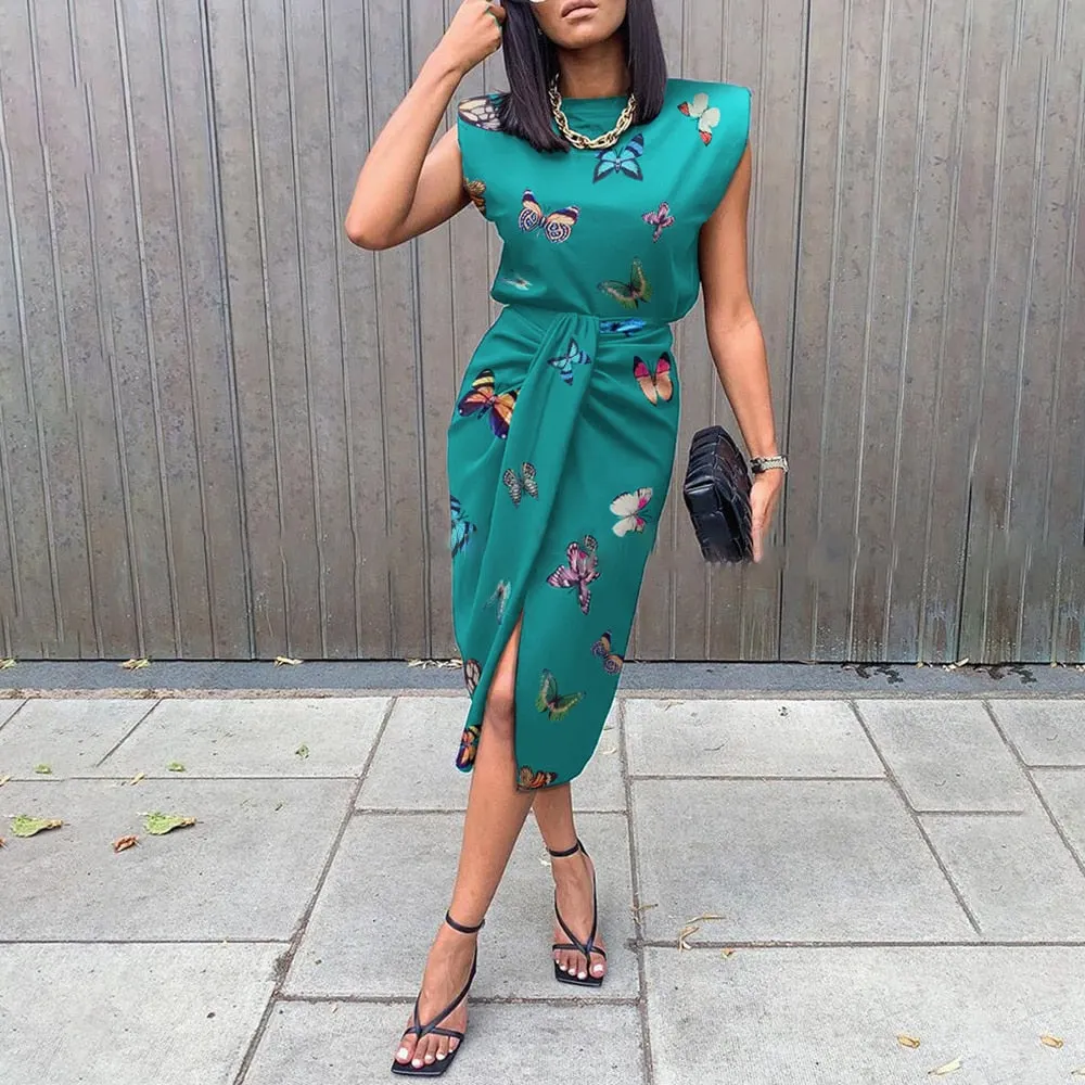 2021 fashion vest suit two-piece ladies high waist elegant black front split office clothes suit female matching suit
