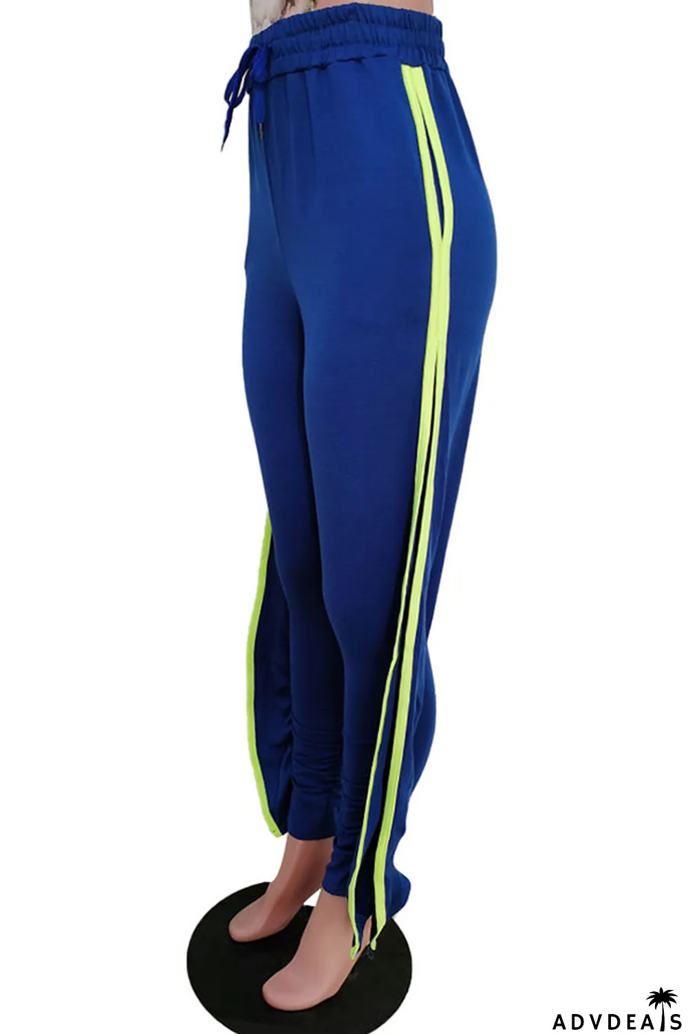 Grey Black Grey Blue Green Yellow Cotton Drawstring Sleeveless Mid Patchwork Solid Split Draped Straight Pants Bottoms