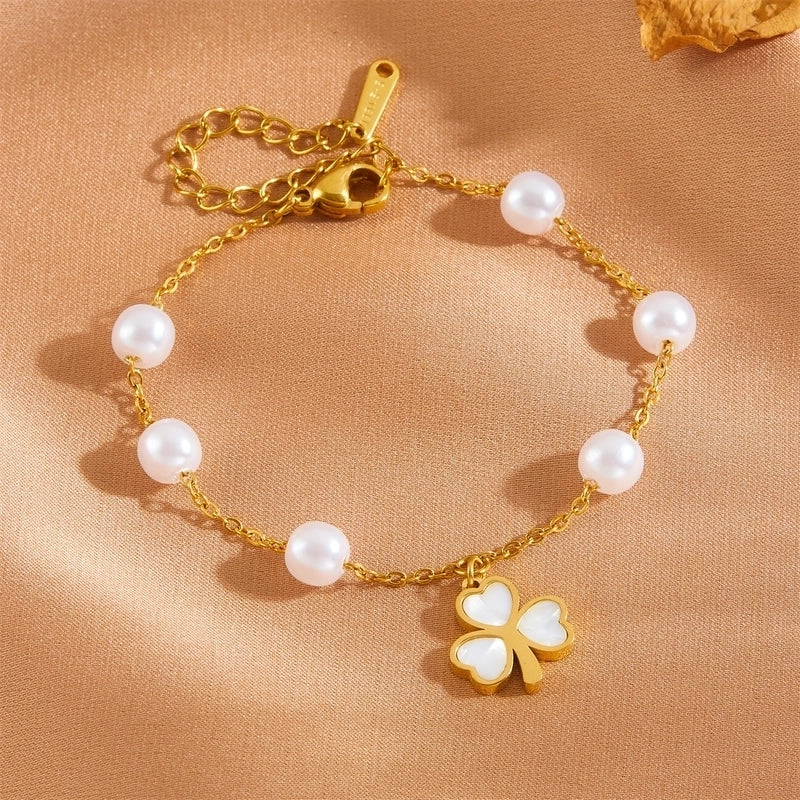 Elegant Moon Water Droplets Heart Shape Titanium Steel 18K Gold Plated Bracelets In Bulk