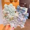 Cute Flower Gauze Plaid Bowknot Hair Bands for Kids