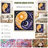 Stamped Cross Stitch Kit for Adults Celestial Sun Moon Wall Art 11CT tapestrymarket