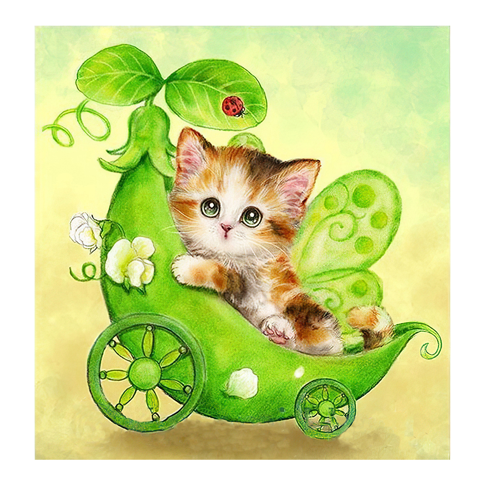 

30*30CM - Round Drill Diamond Painting - Little Cat, 501 Original