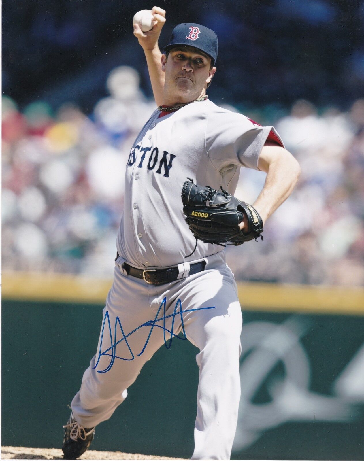 STEVEN WRIGHT BOSTON RED SOX ACTION SIGNED 8x10