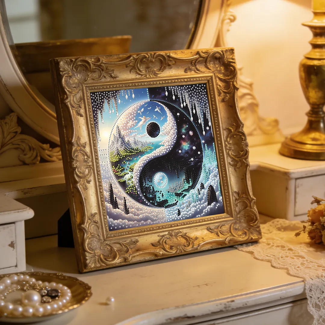 Scenery Yin Yang Bagua Special Shaped 5D DIY Partial Drill Diamond Painting Kits for Adults Beginners Home Decor Diamonds Paintings Gem Art 30x30cm