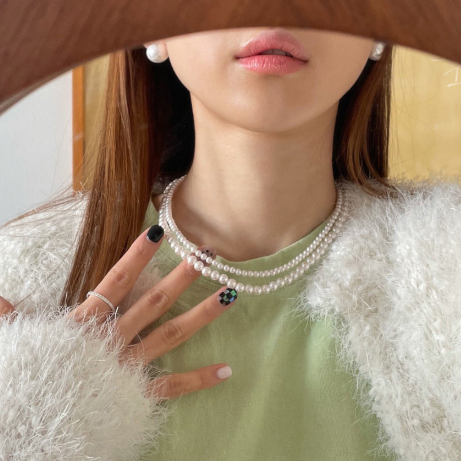 925 Sterling Silver Women Japanese / Korean Pearl Star Silver Electroplating Bracelets