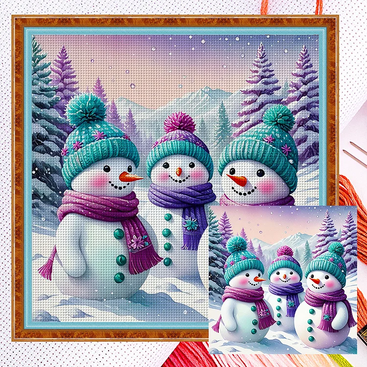 【Huacan Brand】Snowman 11CT Counted Cross Stitch 40*40CM