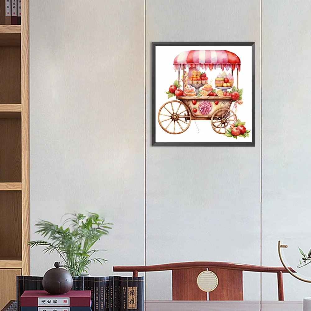 Full Round Diamond Painting 30*30cm - Pink Dessert Shop Cart