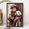 >SALE<5D DIY Full Square Drill Diamond Painting Boy and Dog Home Decor Art 20x30cm