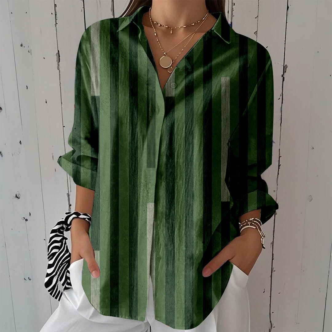 Women Long Sleeve V-neck Graphic Floral Printed Top
