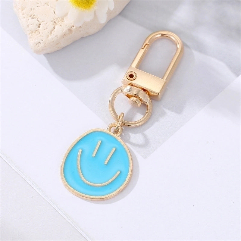 Fashion Alloy Colorful Oil Smiling Face Keychain Electroplated Gold Irregular Pendant Accessories