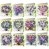 12Pcs Bouquet DIY Diamond Painting Greeting Card Kit for Adults Holiday Gifts