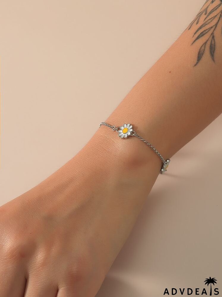 Flower Decor Chain Bracelet
