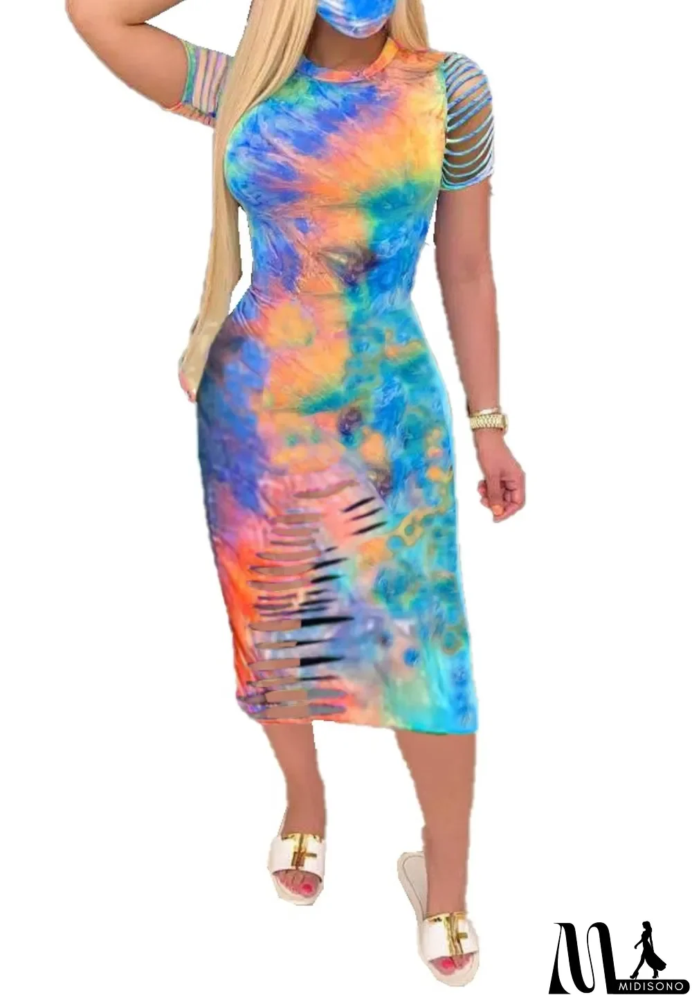 MidiSono - Summer Tie Dye Ripped Midi Dress