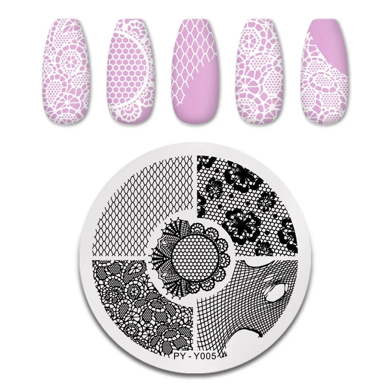 PICT YOU Square Lace Series Nail Stamping Plates Stencil Stainless Steel Tools Nail Art Stamp Design for DIY Image Plate-Nail Inspo