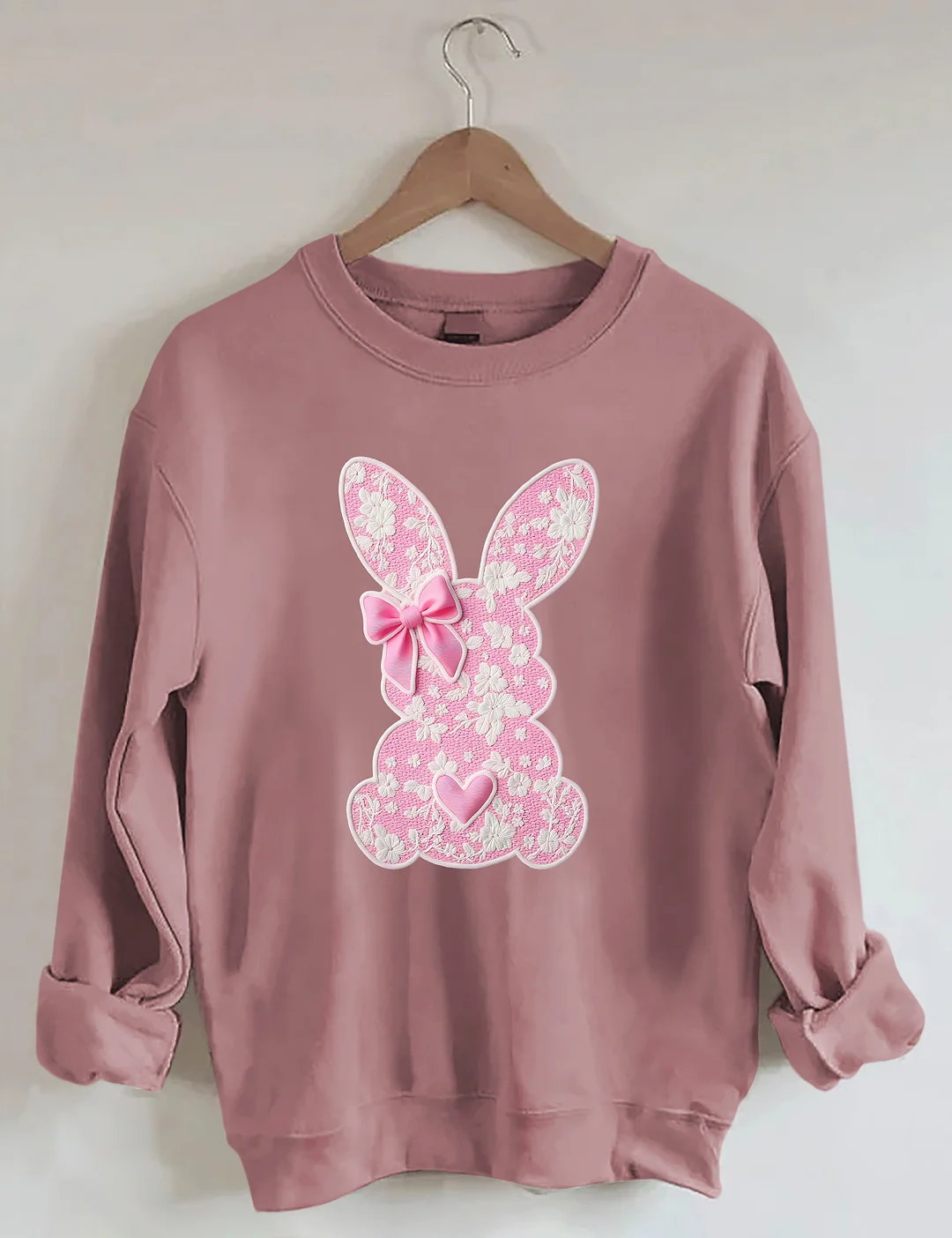 White Lace Bunny Coquette Bow Sweatshirt