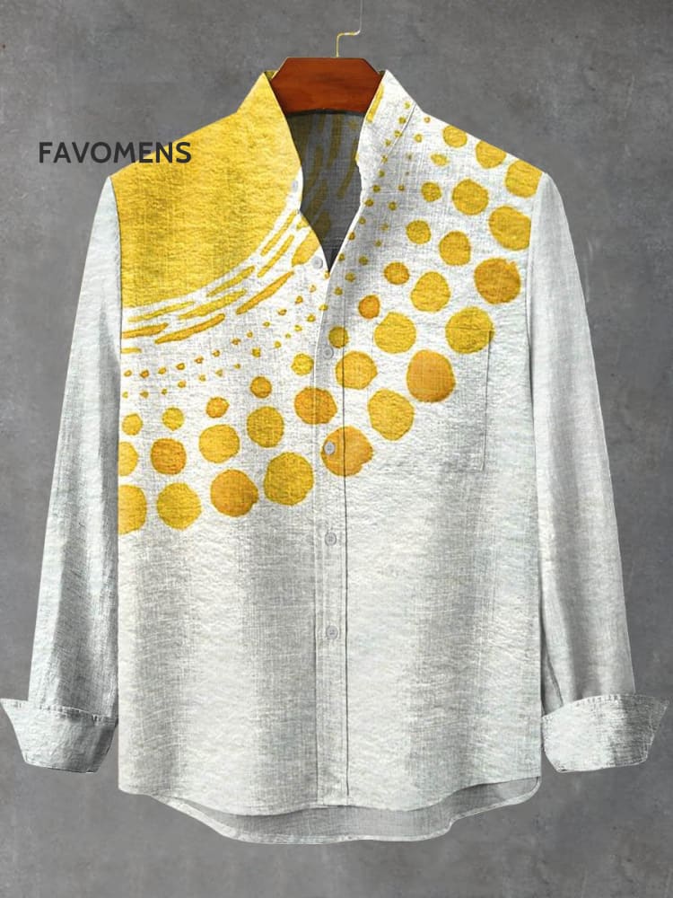 Yellow Sun Ink Spots Print 100% Cotton Long Sleeve Shirt Multicolor / S