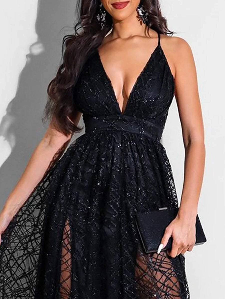 Sexy Deep V Backless Sling Dress