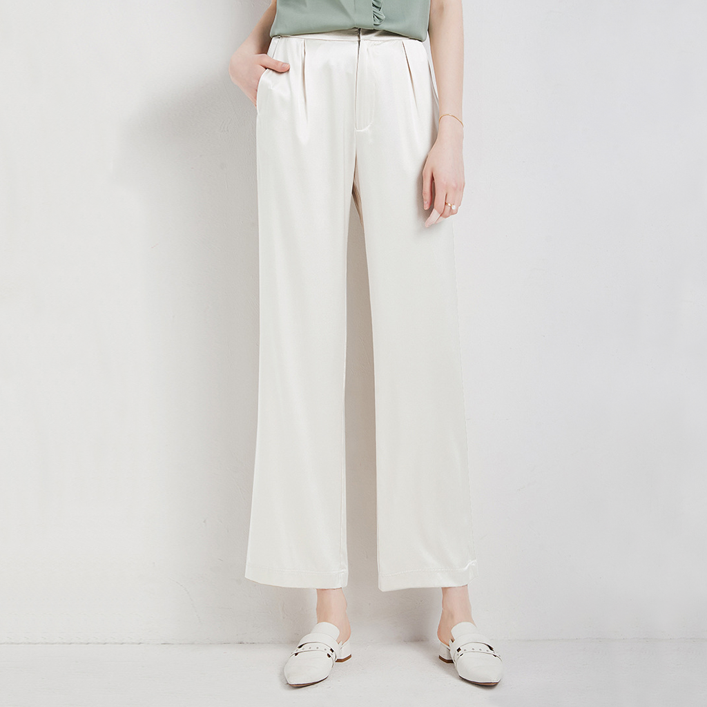 Lounge Silk Wide Leg Pants with Cropped for Women REAL SILK LIFE