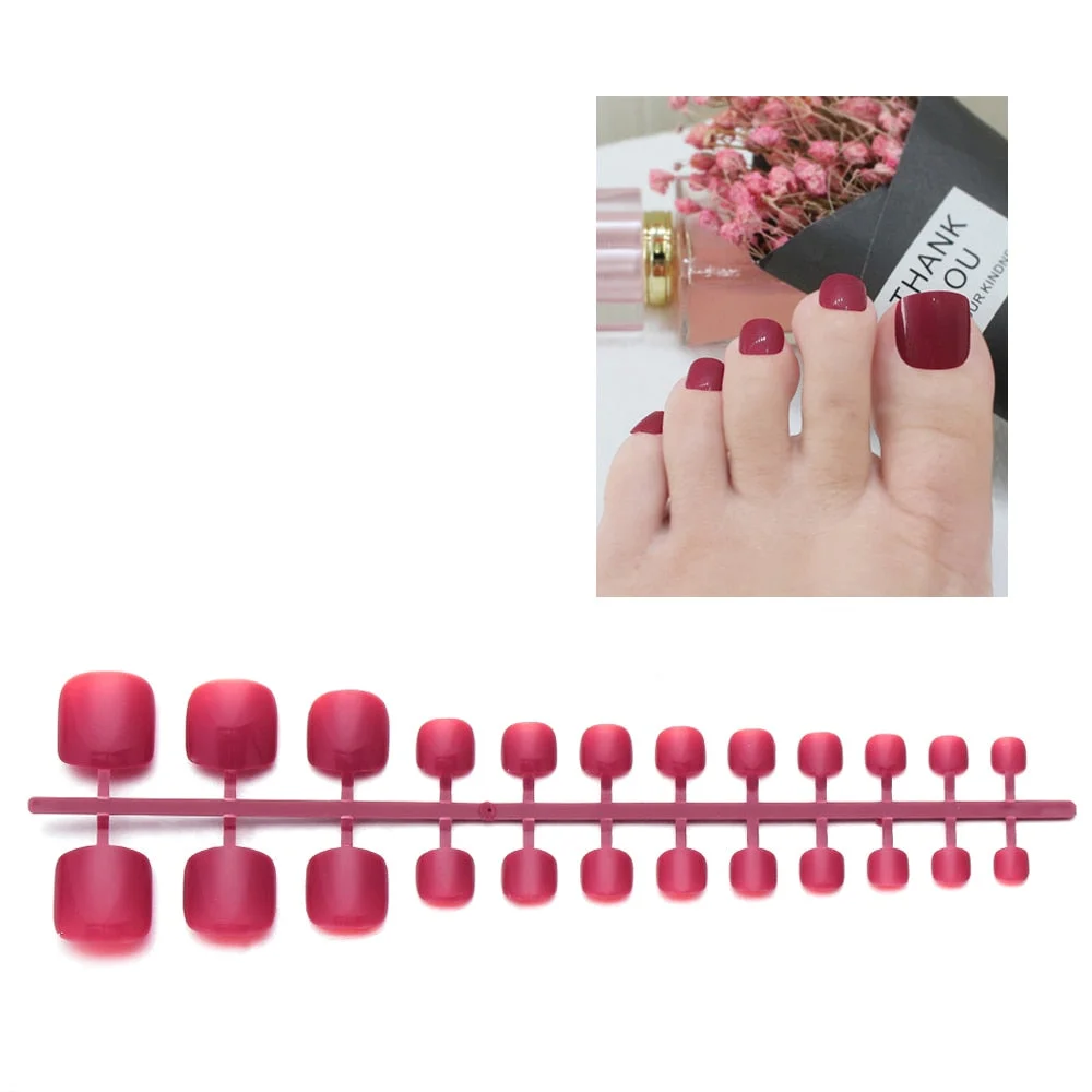 24Pc Soft Pure color oval Frosted Artificial Fake Nail Art Tip Fashion design full cover toe false nails Extension French style-Nail Inspo