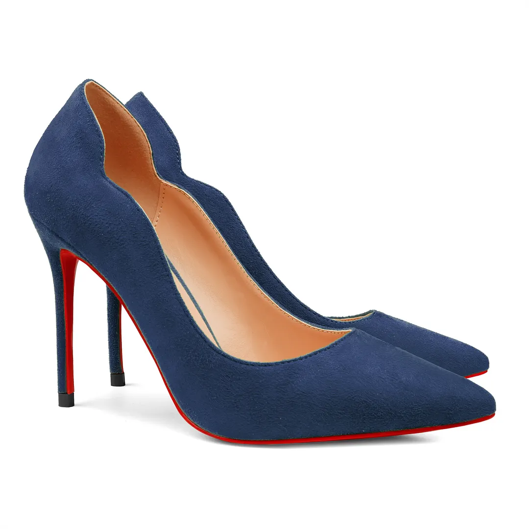 100mm Women's High Heels for Party Wedding Red Bottom Suede Pumps-vocosishoes