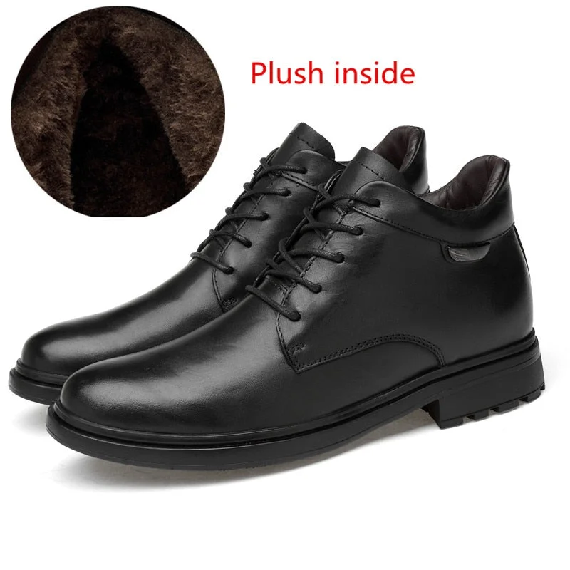 Big Size Winter Warm Mens Outdoor Snow Boots Fashion Office Dress Casual Shoes Men Genuine Leather Original Design Botas Hombre