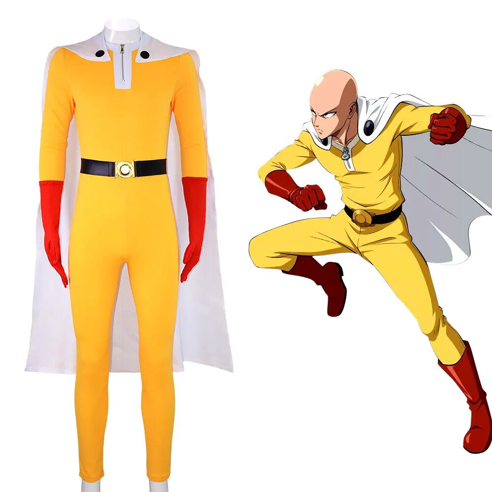 [Wetrose] In Stock Saitama Cosplay Costume One Punch Man The Bald Cape Caped Baldy Master Full Set Halloween Xmas