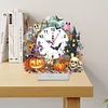 Acrylic Special Shaped Halloween Pumpkin Diamond Painting Clock Desktop Decor