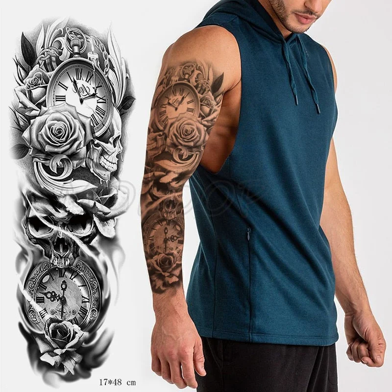 Waterproof Temporary Tattoo Sticker Full Arm Large Virgin Cross Tatoo Stickers Flash Fake Tattoos for Men Women