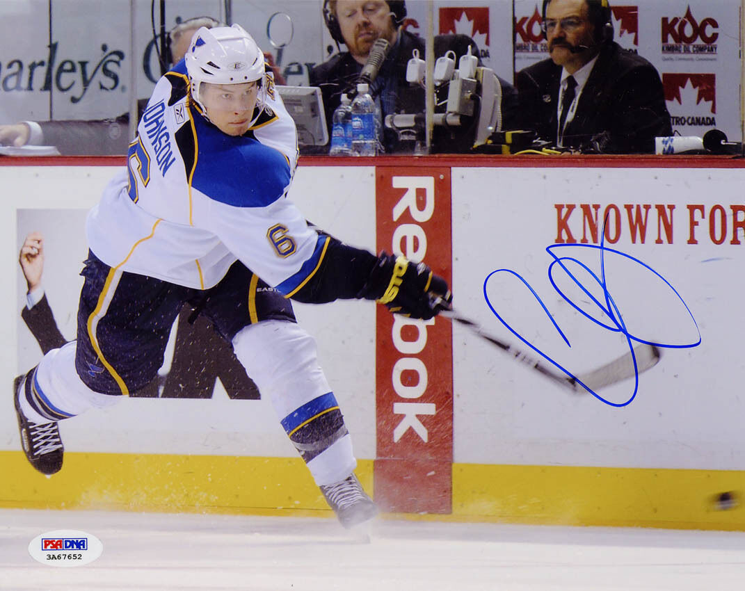 Erik Johnson SIGNED 8x10 Photo Poster painting St. Louis Blues ITP PSA/DNA AUTOGAPHED