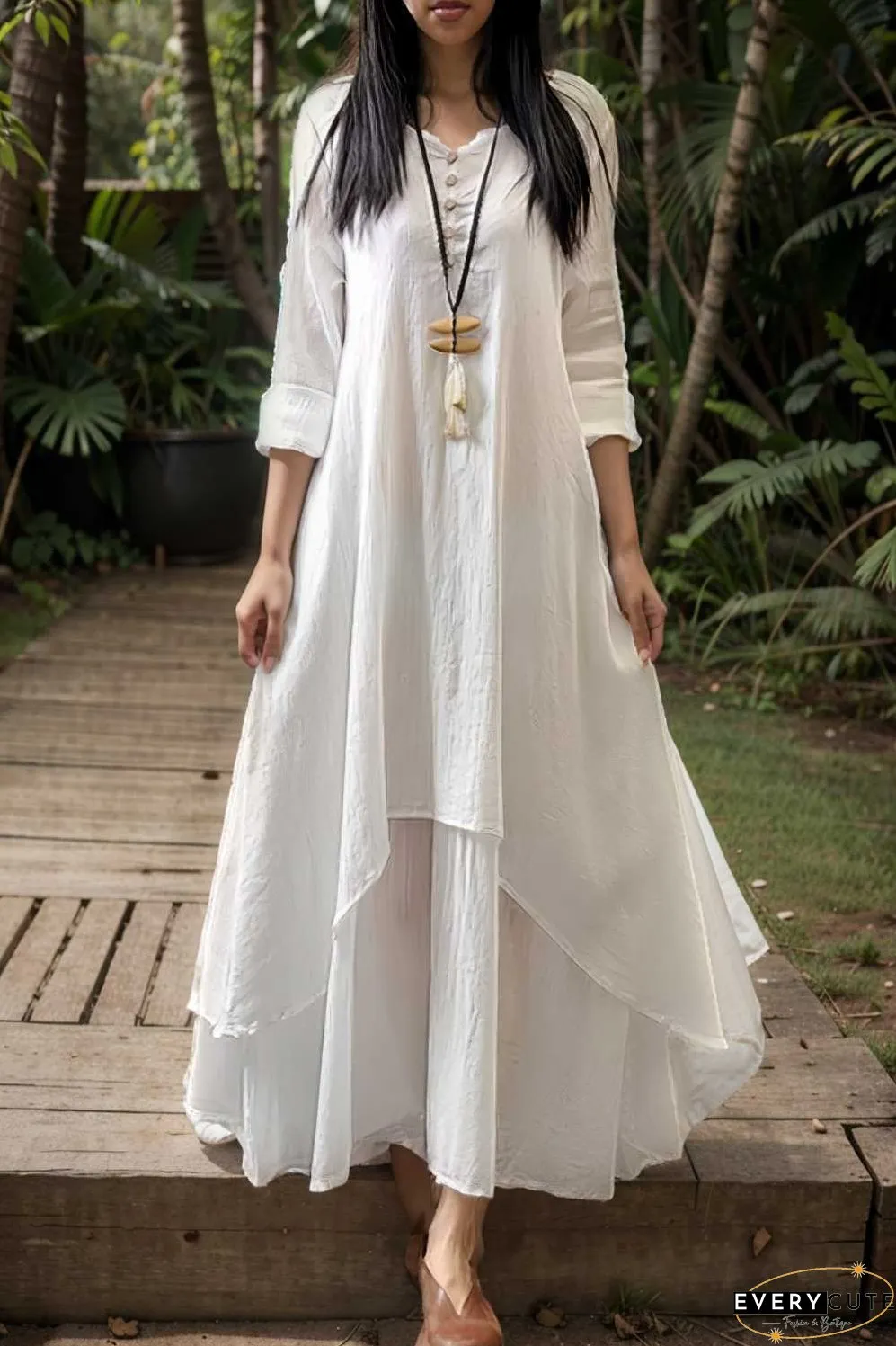 women s plus size casual dress swing dress solid color long dress maxi dress long sleeve button two piece v neck