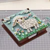 Wooden DIY Sheep Diamond Painting Kit Note Box with 160 Papers for Office Desk