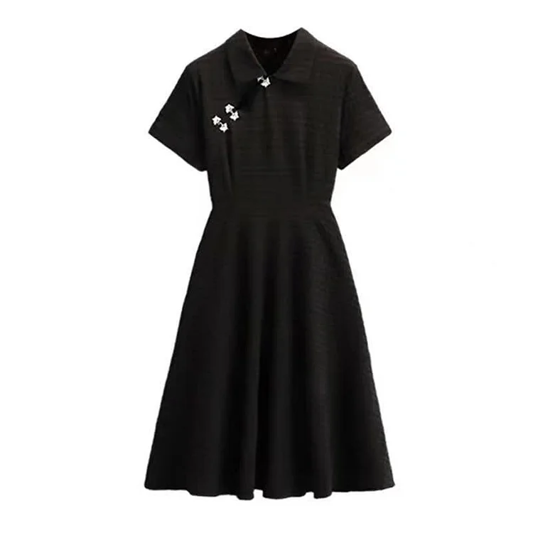 Vintage Buckle Lapel A-line Cheongsam Dress - Modakawa modakawa
